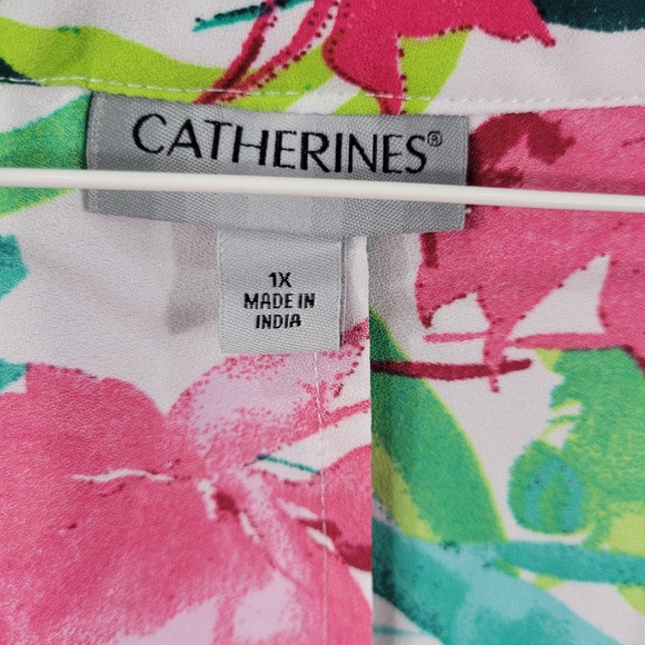 Catherines Top 1X Button Up 3/4 Sleeve Lightweight Womens Blouse Never Worn - Picture 7 of 8